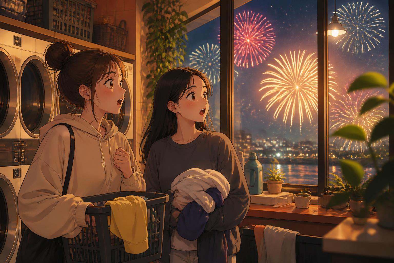 불꽃축제 명당이 빨래방?